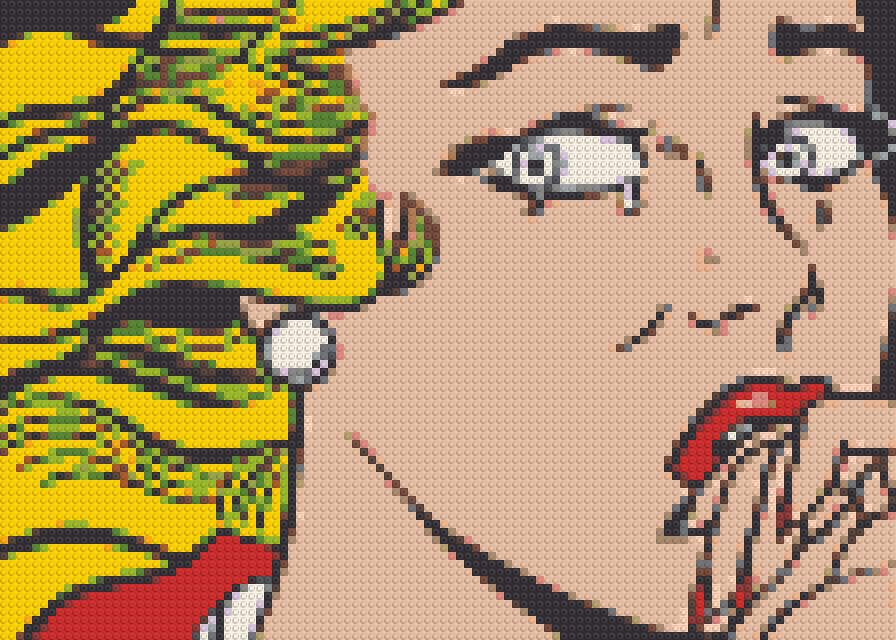 Jeune fille en pleurs - Roy Lichtenstein en mosaïque de briques