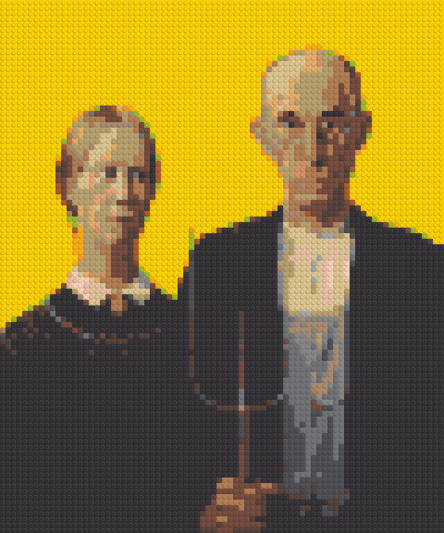 American Gothic - Grant Wood - Pop en mosaïque de briques