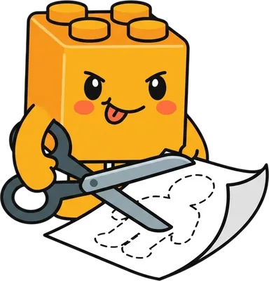 La mascotte Pixmi découpe une silhouette aux ciseaux