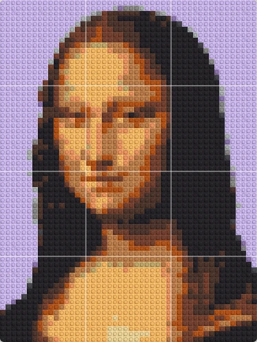 La Joconde en mosaïque avec un fond violet