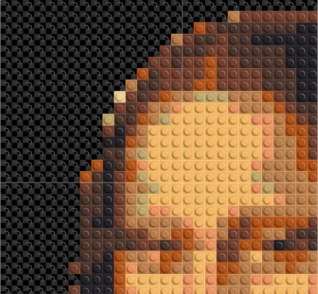 Gros plan sur le bord d'une mosaïque à fond transparent, sans brique posée